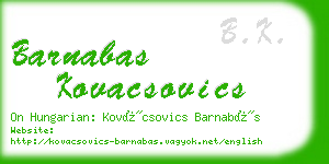 barnabas kovacsovics business card